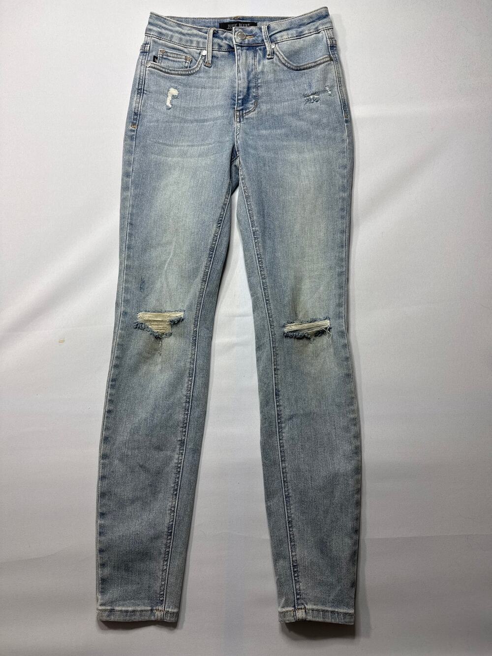 Judy Blue Women's Distressed Skinny Fit Blue‎ Stretch Jeans - Size 0/24 (24x29)